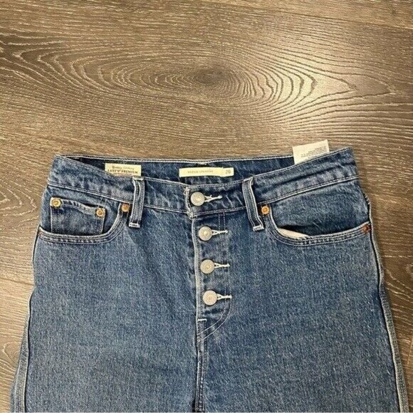 Levi's Premium Wedgie Straight High Rise Exposed Button Fly Jeans Sz 26 - Picture 5 of 14